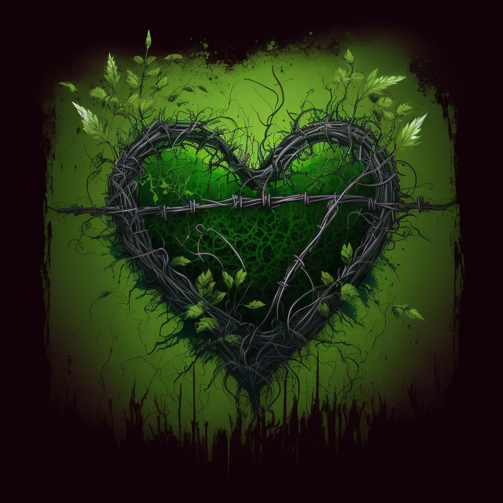 Thorny green heart artwork